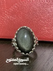  5 خاتم فضة ثقيله شغل يدوي متقن متوج بحجر كريم