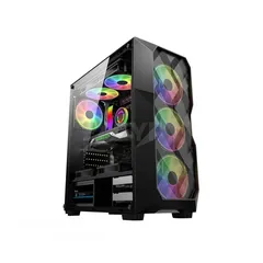  1 كيس جيمنج فارغ مع 8 مراوح ار جي بي ملون - TERMINATOR KNIGHT ARMOR MESH 8X RGB FANS GAMING CASE