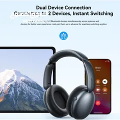  7 سماعات رأس Joyroom JR-JH1 Type-C Hybrid ANC لاسلكية مزدوجة الاتصال بجهازين، لون أسود، قابلة للطي