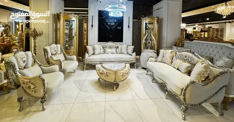  5 طقم كنب New classic فاخر ومميز جداً 7مقاعد مع طربيزة الوسط