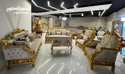  7 طقم كنب New classic استيرادمصري تفصيل9 مقاعدمصنوع من اجود انواع الخشب الزان الصلب  بالكامل