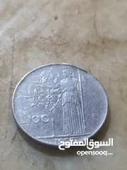  1 قطعة نقدية إيطالية من فئة 100 ليرة، وتُظهر تاريخ 1957.