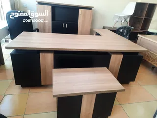  27 طقم مكتب مدير قياس2م مع خزانة خلفية وجانبية وطاولة قهوة توصيل مجاني