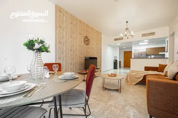  2 دبي لاند SKYCOURT  غرفة وصالة  مفروشة  سوبرلوكس مع بلكونه-إيجار شهري شامل