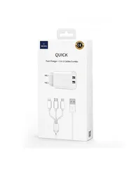  3 WiWU Dual USB charger+ 3 in 1 cable EU plug -NEW -MEGAByte