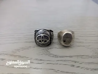  3 خاتم فضة عيار 925 - حجر عقيق يماني