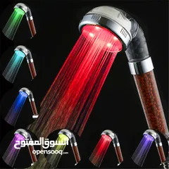  6 الدوش العجيب المضئ + تقويه ضغط الماء LED shower بدون كهرباء او بطاريات دش حمام