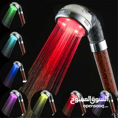  6 الدوش العجيب المضئ + تقويه ضغط الماء LED shower بدون كهرباء او بطاريات دش حمام