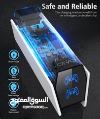  8 إيفو قاعدة شحن سريعة لجهازين تحكمPS5 Controller ‎ مع نوعين من الكابلات، قاعدة شحن USB جديد بالكرتونة