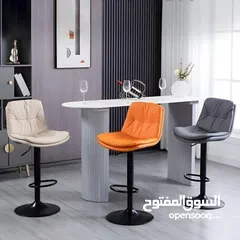  1 كرسي بار بتصميم حديث مبطن جلد عملي وبتصميم قوي ومتين كراسي البار مناسبة لطاولة الطعام وغرف الجلوس
