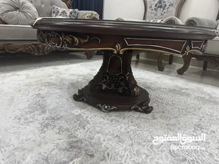 2 طاولات غرفة ضيوف بنقوش فاخرة من الخشب والفايبر المقاوم للماء