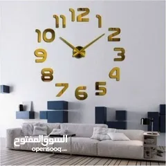  1 ساعه  حائط  ضخمه ديكور  ساعة  لون ذهبي و اسود و فضي مرآه و بني  حجمين