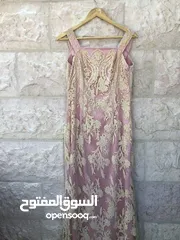  7 فستان سهرة طويل  a long pink shiny party dress