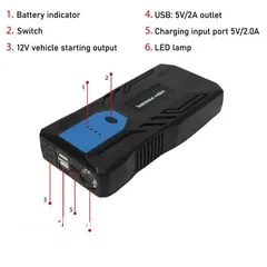  24 باوربانك طوارئ 12 فولت لتشغيل المركبات المتعددة وشحن الموبايل 12v emergency car jump starter