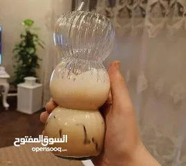  5 كاسات اشكال زجاج مع شلمونات زجاج