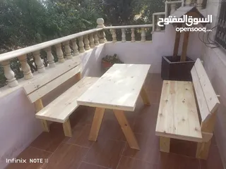  4 كراسي وجلسات خشب