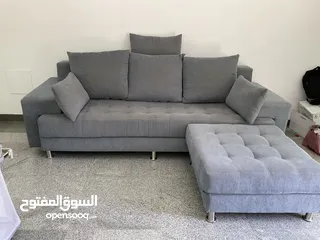  1 3 seater sofa with leg rest and pillows