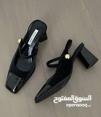  2 عرض خاص كعب اسود مع حقيبة مربعة لون اسود