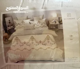  4 لحاف(حاف) صيفي مميز مجوز 4 قطع  لون بيج معرق بسيط  جديد