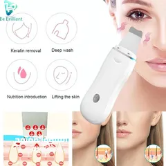  17 جهاز تنظيف البشرة بعمق بالموجات التراسونيك تنظيف الزيوان و الجلد سكن سكرابر Ultrasonic Skin Scrubber