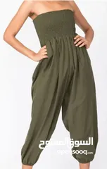  1 2 In 1 Cotton Harem Trouser Or Bandeau Jumpsuit Khaki