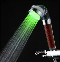  4 الدوش العجيب المضئ + تقويه ضغط الماء LED shower بدون كهرباء او بطاريات دش حمام