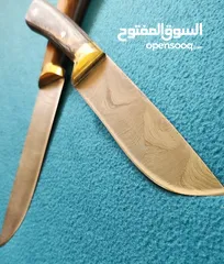  1 سكين البركان حديد دمشقي / الجوهر مطعمة بالنحاس حادة مثل الموس توصيل لكل السلطنة