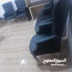  6 أطقم كنب مكتبي جلد أسود (مفردتين وثنائية)