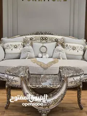  7 كنب صالون ملوكي دمياطي من افخم انواع الخشب الزان الأحمر