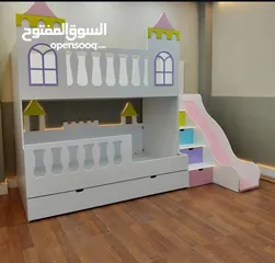  23 تخت طابقين ثلاثي مكفول 5 سنوات بحمل 150 كيلو  الخشب لامنيت مسمك ع خمالتين 3.5 سم