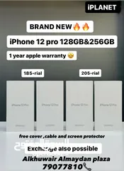  1 iPhone 12 Pro -128 GB / 256 GB - BRAND NEW -1 year warranty , free cover cable & screen protector