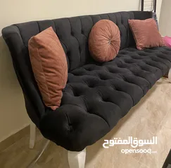  1 كنباي ثلاثية لون اسود مخمل خشب زان