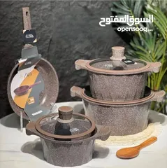  2 طناجر Golden Zara ماركة مشهورة بجودتها العالية!  الطقم يتضمن 3 طناجر + مقلى  النوعية الثقيلة