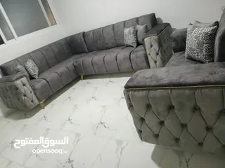  3 طقم كورنر تفصيل خشب لاتيه وقراط اسفنج ضغط عالي اسفنج تركي  قماش مخمل ووتر بروف   كابتونيه كامل