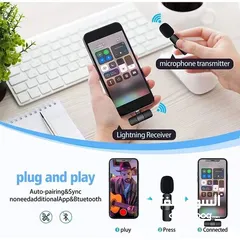  6 Wireless Microphone/Lapel Microphone,Portable-For IOS & Android ميكرفون للموبايل اندرويد و ايفون