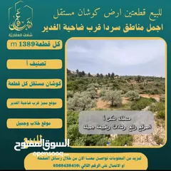  4 ‎#للبيع قطعتين #ارض في#سردا مساحة كل قطعة 1389m قرب ضاحية الغدير طابو مستقل تصلها كافة