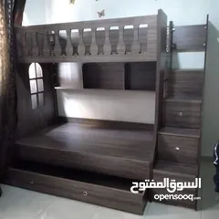  12 تخت طابقين ثلاثي مكفول 5 سنوات بحمل 150 كيلو  الخشب لامنيت مسمك ع خمالتين 3.5 سم