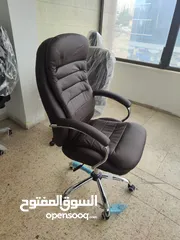  2 كرسي مدير مستورد ايادي كروم طبقتين من الجلد البرازيلي المكفول