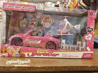  3 لعبه مع سياره وطياره باربي.