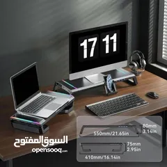  5 رف مكتبي للشاشة / لابتوب مضيئ RGB Desk shelf
