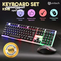  1 ماوس + كيبورد جيمنج ملون سلكي ديسكتوب معرب K-518 RGB DESKTOP WIRED GAMING COMBO USB