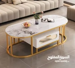  4 طاولة وسط مودرن فخمة أجمل تحفة فنية حتاخديها لبيتك سطح خشب ماربل فاخر باللون الأبيض .