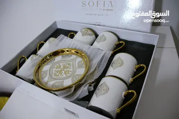  3 طقم فناجين قهوة ابيض مذهب فاخر Golden white coffee cups set