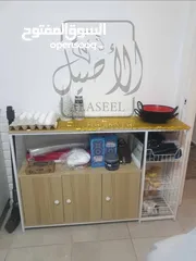  6 خزانة و حامل للميكروويف مع سلات متوفرة بلونين : بني  بيج
