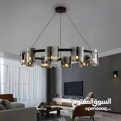  1 ثريا دائرية فاخرة بتصميم مينيمالي وزجاج