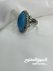  12 *خاتم فضة بحجر فيروز طبيعي نيشابوري – عيار 925، وزن 16.5 جرام*