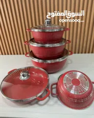  2 طقم طناجر جرانيت سكب  ثقيل أثقل وافضل نوعية في السوق  5 قطع مكفول 5 سنوات ارضية  إندكشن يعني مستحيل