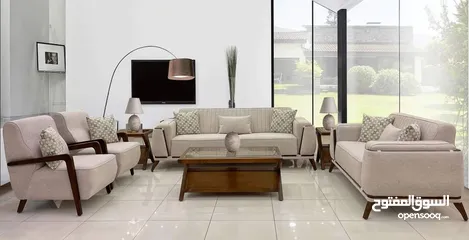  7 اطقم ضيوف خشب زان وسويد 2cm   بل كامل واسفنج دانلوب مكفول 5 سنوات عل فاتوره لاتتردد بل اتصال ماسة.