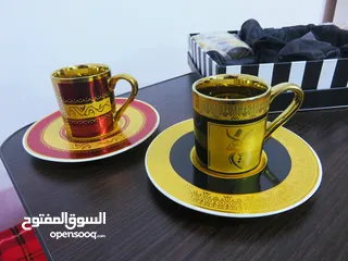  17 طقم فناجين قهوة مذهب فاخر Golden coffee cups set