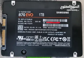  2 للبيع  SSD 1TB SAMSUNG 870 EVO SSD مع SSD 500GB SAMSUNG 850 EVO SSD